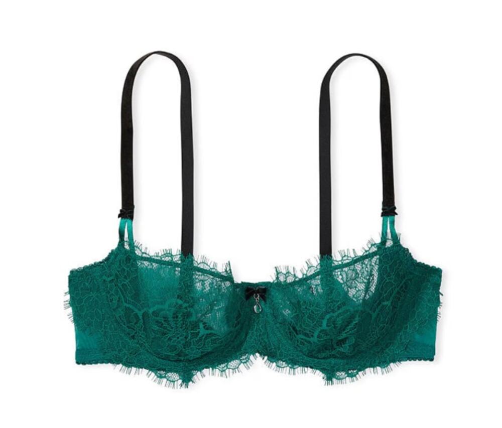 Victoria's Secret Dream Angels Lace Push Up Unlined Bra WICKED GREEN 34DD